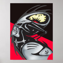 Metal Cyborg Skull Warrior Poster