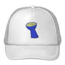 Metal Djembe Hand Drum Blue and yellow Trucker Hats