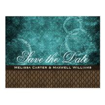 Metal Gear Save the Date Postcard, Teal