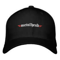 Metal Head Hat w/Skull on Back Embroidered Baseball Cap