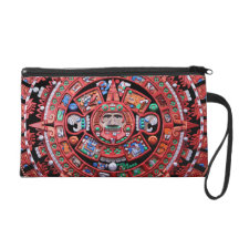 Metal Mayan Sunstone Calender Wristlet Purses