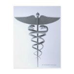 Metal medical caduceus postcards