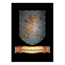 Metal Shield Lion Latin Business Cards