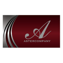 Metal silver grey burgundy red, monogram business business card template