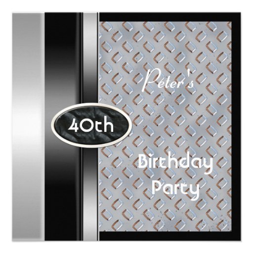 Metal Silver Mens 40th Birthday Bronze Man Custom Announcements
