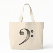 Metallic Bass Clef Tote Bags