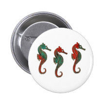 Metallic Christmas Seahorse Trio Pin