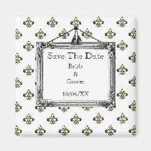 Metallic Fleur de lis (Gold) (Save The Date) Fridge Magnets