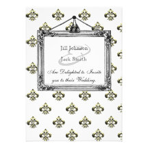 Metallic Fleur de lis (Gold) Wedding Announcements