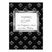 Metallic Fleur de lis (Silver) Wedding Custom Invitation
