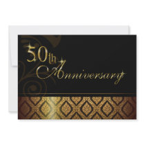Metallic Gold Brocade 50th Anniversary Invitation