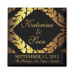 Metallic Gold Brocade Newlywed Announcement Favour magnets