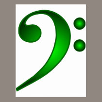Metallic Green Bass Clef postcards