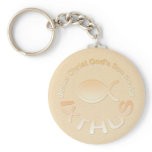 Metallic IXTHUS Christian Fish Symbol keychains