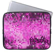 Metallic Pink Sequins Look Disco Mirrors Bling Laptop Computer Sleeves