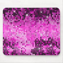 Metallic Pink Sequins Look Disco Mirrors Bling Mousemats