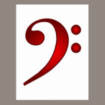 Metallic Red Bass Clef postcards