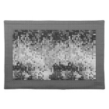 Metallic Silver Sequins Look-Disco Ball Pattern Placemat