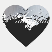 Metallic Splatter Background Heart Stickers