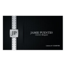 MetallicPlatinum Silver & Black interior design Business Card Template