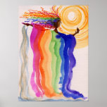 Metamorphosis Rainbow Woman Watercolor Painting Print