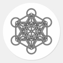 Metatron's Cube (Black) Round Stickers