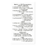 Metric to US Conversions Business Cards