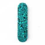 Metropolis I - Black on Cyan skateboards