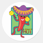 Mexican Chilli Round Stickers
