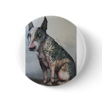 Mexican day of the dead bull terrier buttons