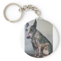 Mexican day of the dead bull terrier keychains