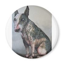Mexican day of the dead bull terrier magnets