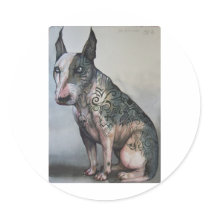 Mexican day of the dead bull terrier stickers