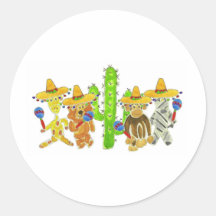 Mexican Fiesta Critters Round Sticker