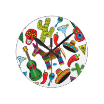 Mexican Fiesta Party Images Clocks