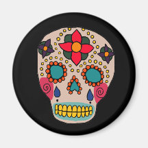 Mexican Folk Art Sugar Skull Fridge Magnets