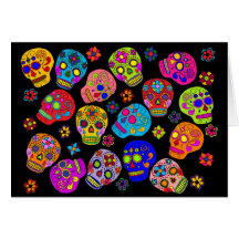 Mexican Folk Art Sugar Skulls Card