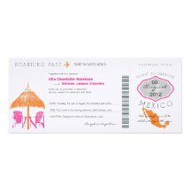 Mexico Boarding Pass Wedding Invitation