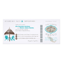 Mexico Boarding Pass Wedding Invitation