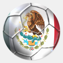 Mexico el Tri soccer ball Mexican flag gear Round Stickers