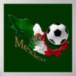 Mexico Flag Map Soccer fans Futbol gifts posters