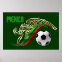Mexico Futbol soccer Eagle and snake Mexican flag posters