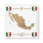Mexico Map + Flags Magnet