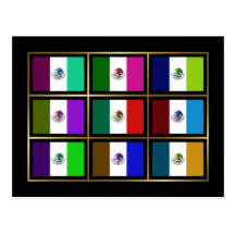 Mexico Multihue Flags Postcard