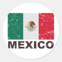 Mexico Vintage Flag Round Sticker