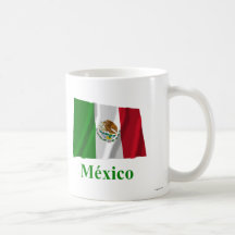 Mexico Waving Flag with Name in Spanish Coffee Mug