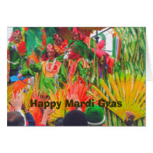 MG Colourful float and riders, Happy Mardi Gras Greeting Card