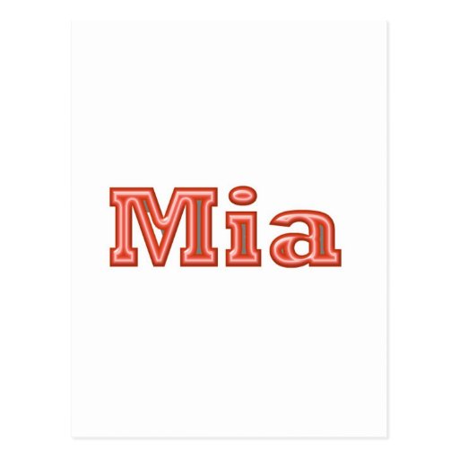 MIA Girl Name Text Post Cards | Zazzle
