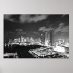 Miami by Night in Black and White Print