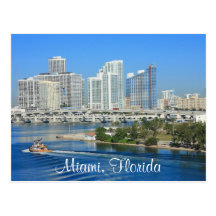 Miami Florida Skyline and Harbour Postcard